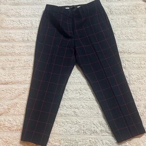 Ann Taylor Navy and Red Checkered Cropped Pants